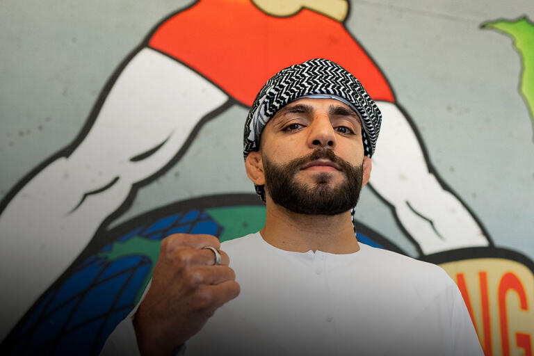 Amir Albazi poses at the UFC APEX in Las Vegas, Nevada, on May 31, 2023. (Photo by Katie Schmeichel/Zuffa LLC)