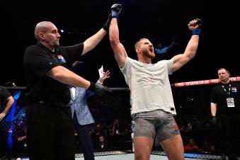 LONDON, ENGLAND - MARCH 17: Jan Blachowicz of Poland celebrates after defeating Jimi Manuwa by unanimous decision in their light heavyweight bout inside The O2 Arena on March 17, 2018 in London, England. (Photo by Brandon Magnus/Zuffa LLC/Zuffa LLC via Getty Images)