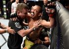 Jose Aldo of Brazil celebrates after his TKO victory over Jeremy Stephens in their featherweight bout during the UFC Fight Night event at Scotiabank Saddledome on July 28, 2018 in Calgary, Alberta, Canada. (Photo by Jeff Bottari/Zuffa LLC)