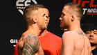 Dustin Poirier and Justin Gaethje face off during the UFC Fight Night weigh-in at the Gila Rivera Arena on April 13, 2018 in Glendale, Arizona. (Photo by Josh Hedges/Zuffa LLC)