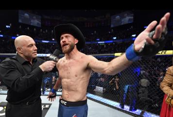 Donald Cerrone acknowledges the crowd after his loss to Conor McGregor in their welterweight fight during the UFC 246 event at T-Mobile Arena on January 18, 2020 in Las Vegas, Nevada. (Photo by Jeff Bottari/Zuffa LLC)