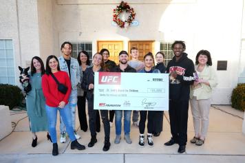 UFC athletes Cody Stamann, Amanda Ribas, Cynthia Calvillo and UFC host and reporter Megan Olivi visit St. Jude's Ranch For Children in Las Vegas, NV.