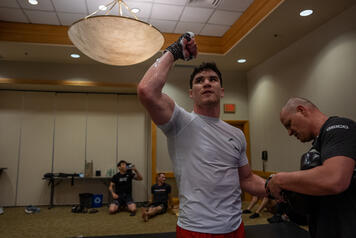 Mike Malott trains at the host hotel for UFC 289 in Vancouver on June 6, 2023. (Photo by Maddyn Johnstone-Thomas/Zuffa LLC) 